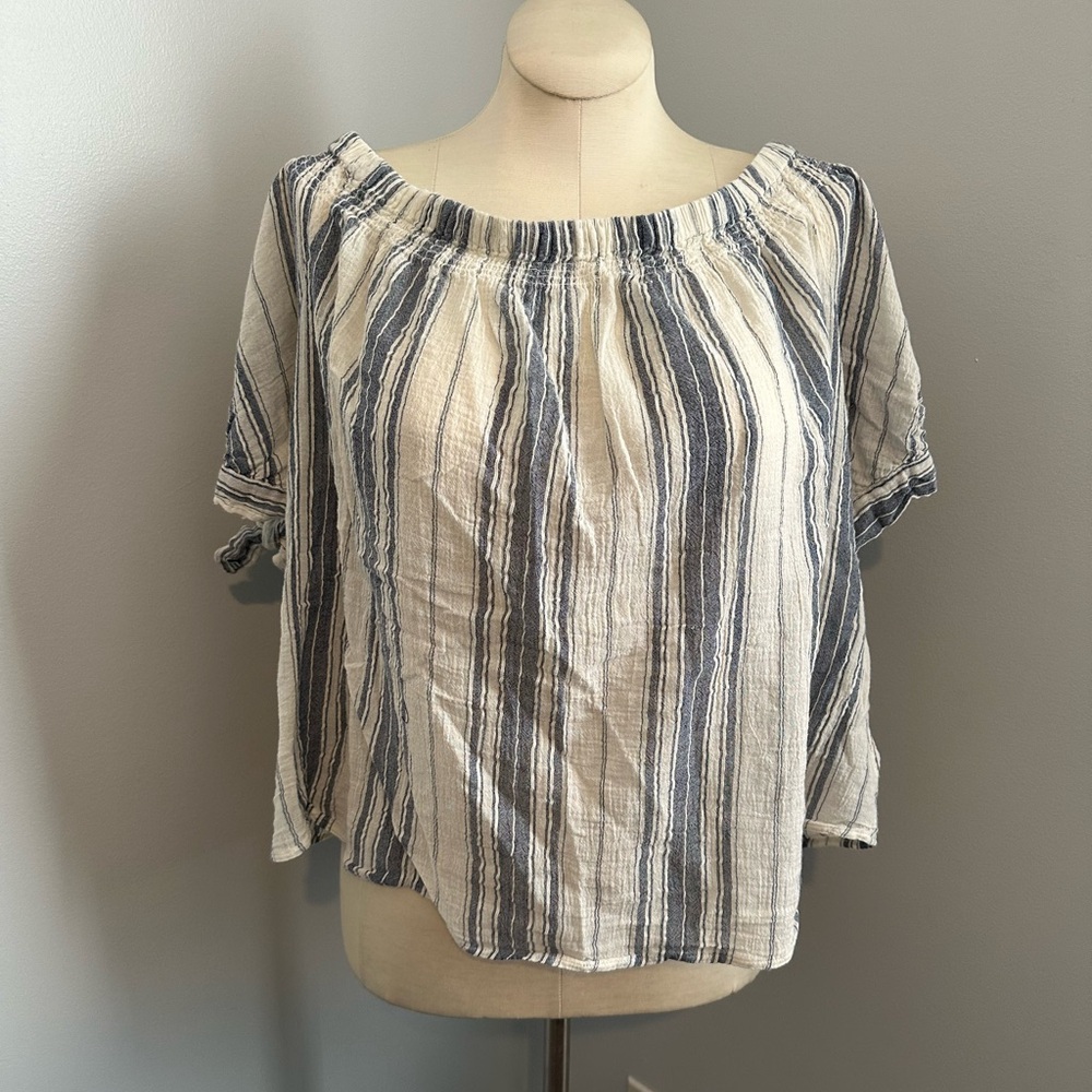 Striped Blue and Cream Women's Top